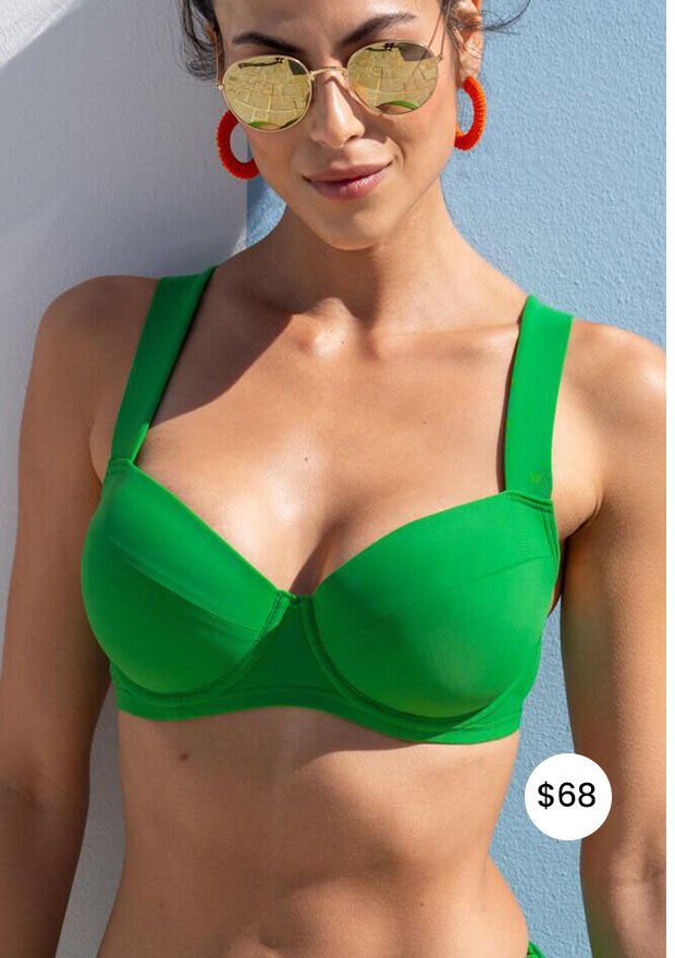Malibu Underwired Lightly Padded Bikini Top - Green