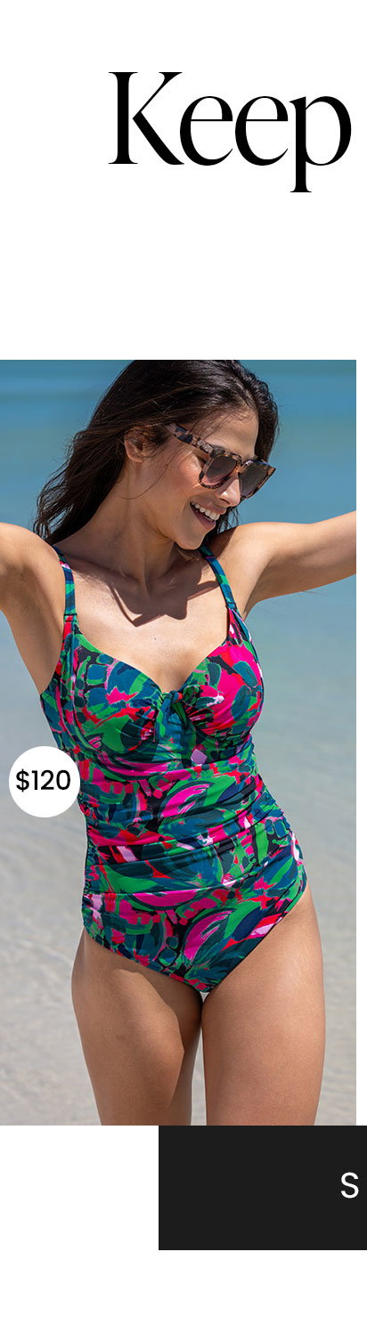 St Kitts Underwired Non-Padded Swimsuit - Black Multi