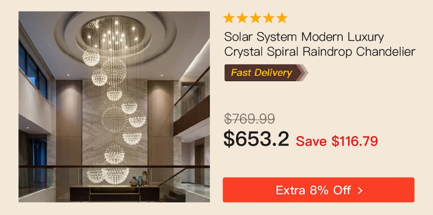 Solar System Modern Luxury Chrome K9 Crystal Spiral Raindrop Chandelier