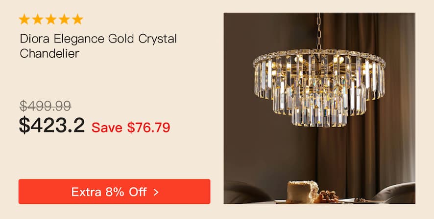 Diora Elegance Gold Crystal Chandelier