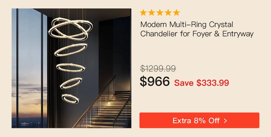Modern Multi-Ring Crystal Chandelier for Foyer & Entryway