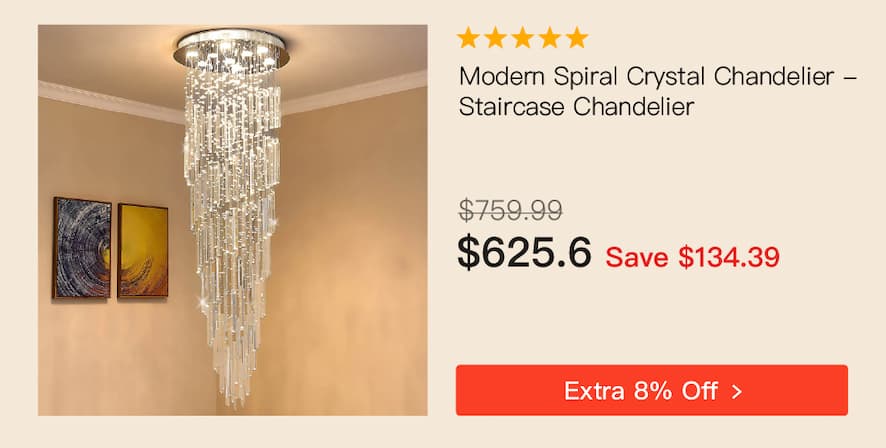 Modern Spiral Crystal Chandelier - Staircase Chandelier