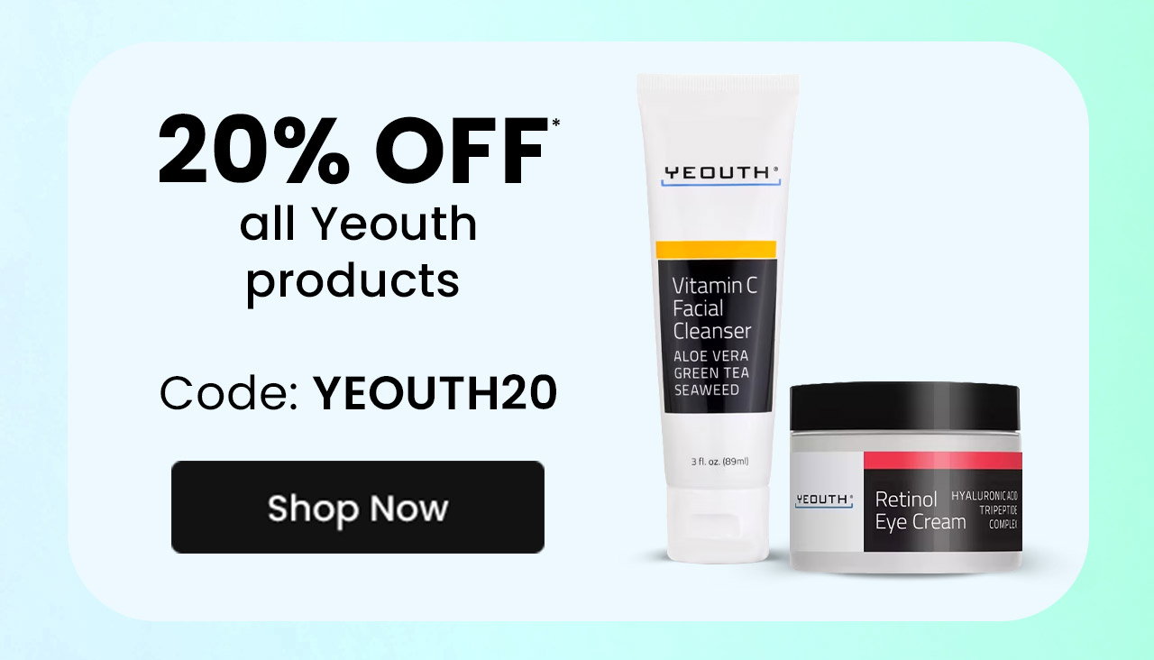 Yeouth: 20% off* all Yeouth products. Use code: YEOUTH20. Shop now.