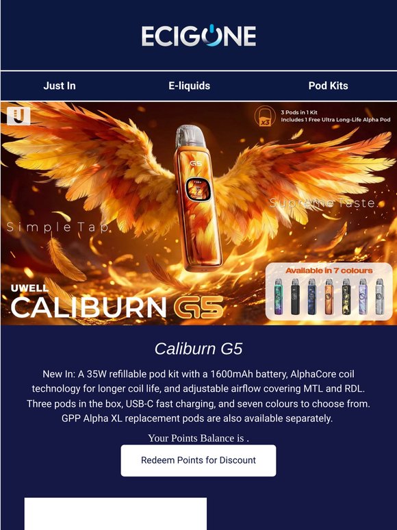 🔥New Caliburn G5 In Stock🔥
