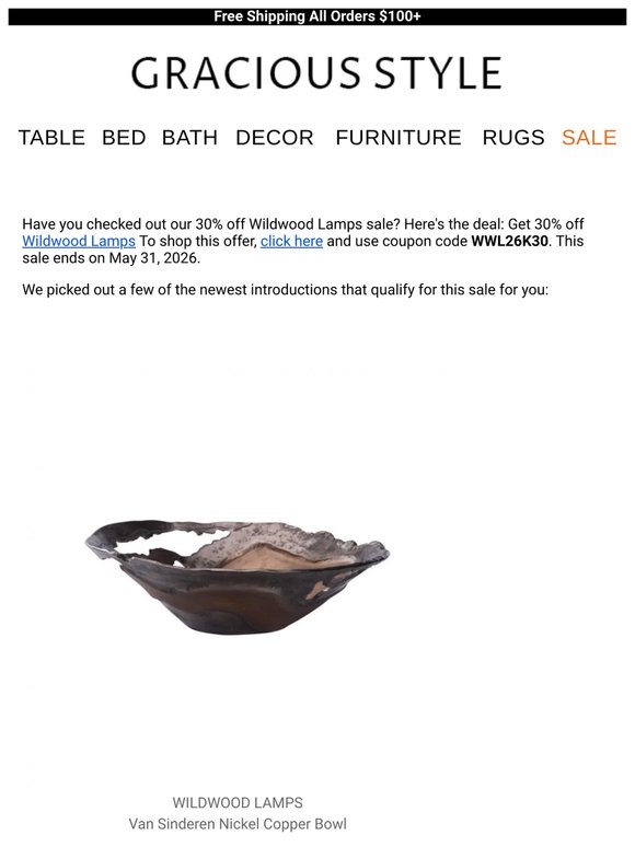 New introductions from the 30% off Wildwood Lamps | Gracious Style
