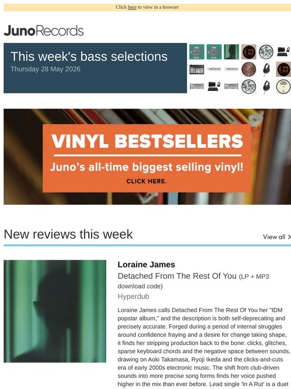 New bass vinyl from Loraine James, Buckley, Coido/Oddkut/Nattah/Naprimer & more...