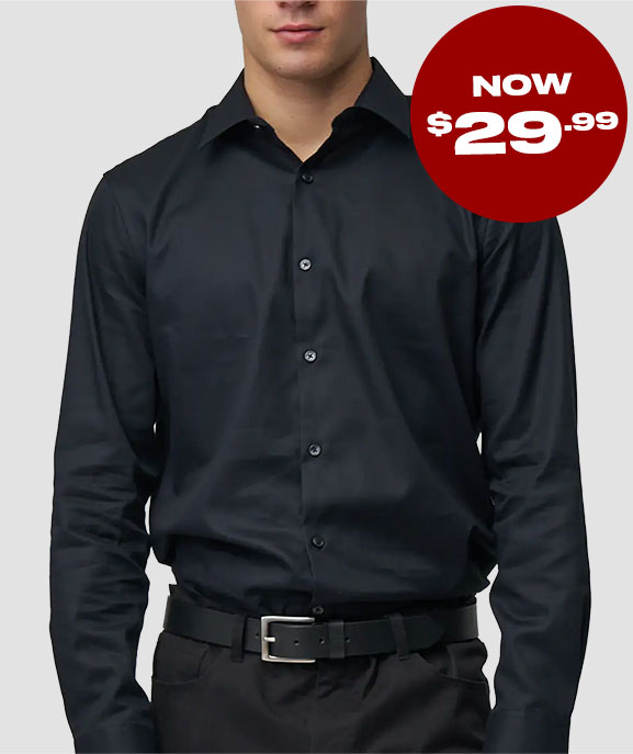 Savant Long Sleeve Premium Dress Shirt in Black. Now $29.99.