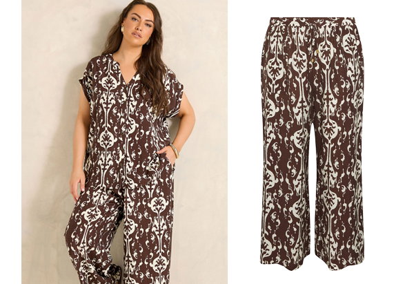 EVANS Curve Chocolate Brown Top & Trouser Set