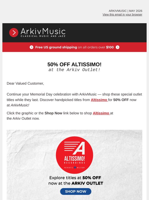 50% OFF Altissimo at the Arkiv Outlet!