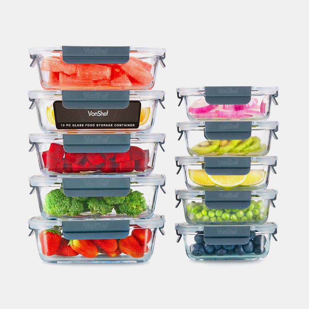 Image of Glass Food Storage Containers – 10 Piece Set