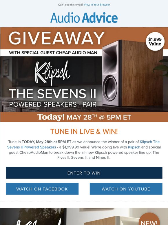 🏆 Enter to Win & Tune into Our Livestream with Klipsch TODAY 5/28 @ 5pm ET