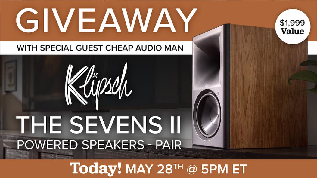Klipsch The Sevens II Powered Speaker Pair Speaker Pair Giveaway. Today, May 28th @ 5PM ET