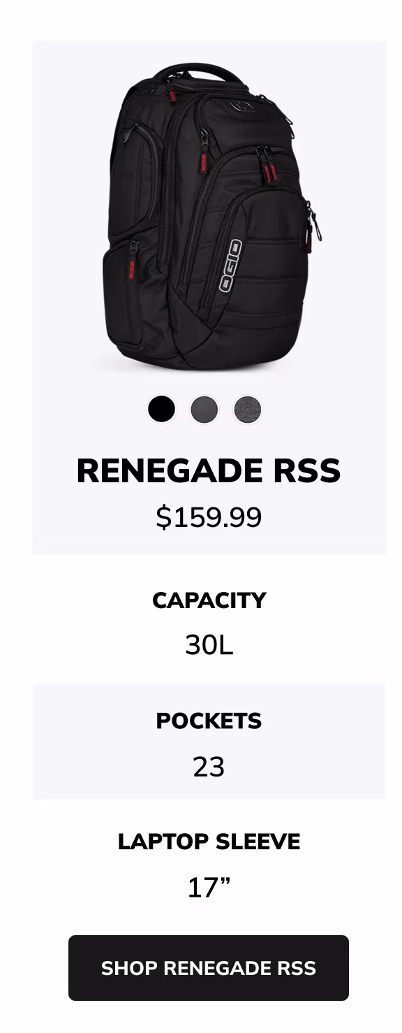 renegade rss backpack chart details