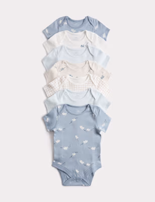 7 Pack Pure Cotton Plane Bodysuits (5lbs-3 Yrs)