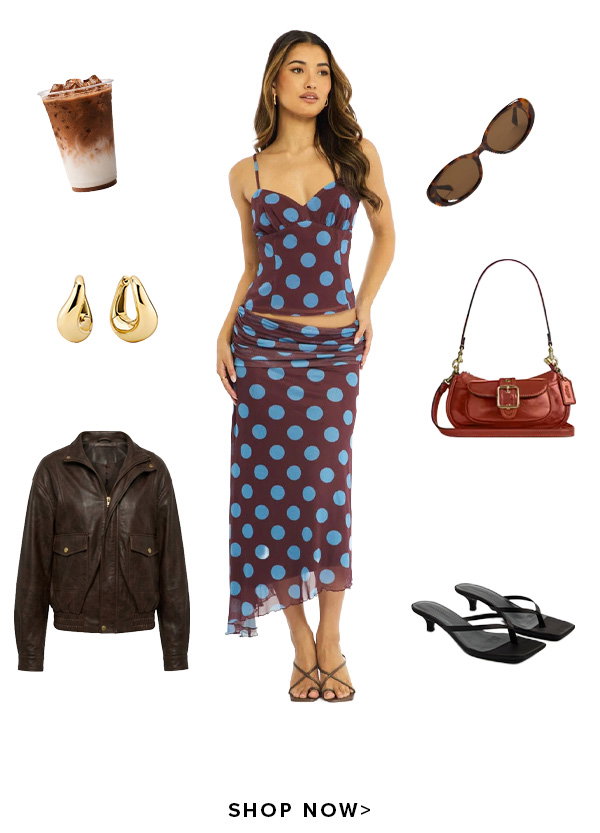 Brown Polka Dot Strappy Cami Top Sleeveless V-neck
