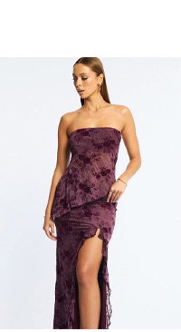 Red Bandeau Strapless Burnout
