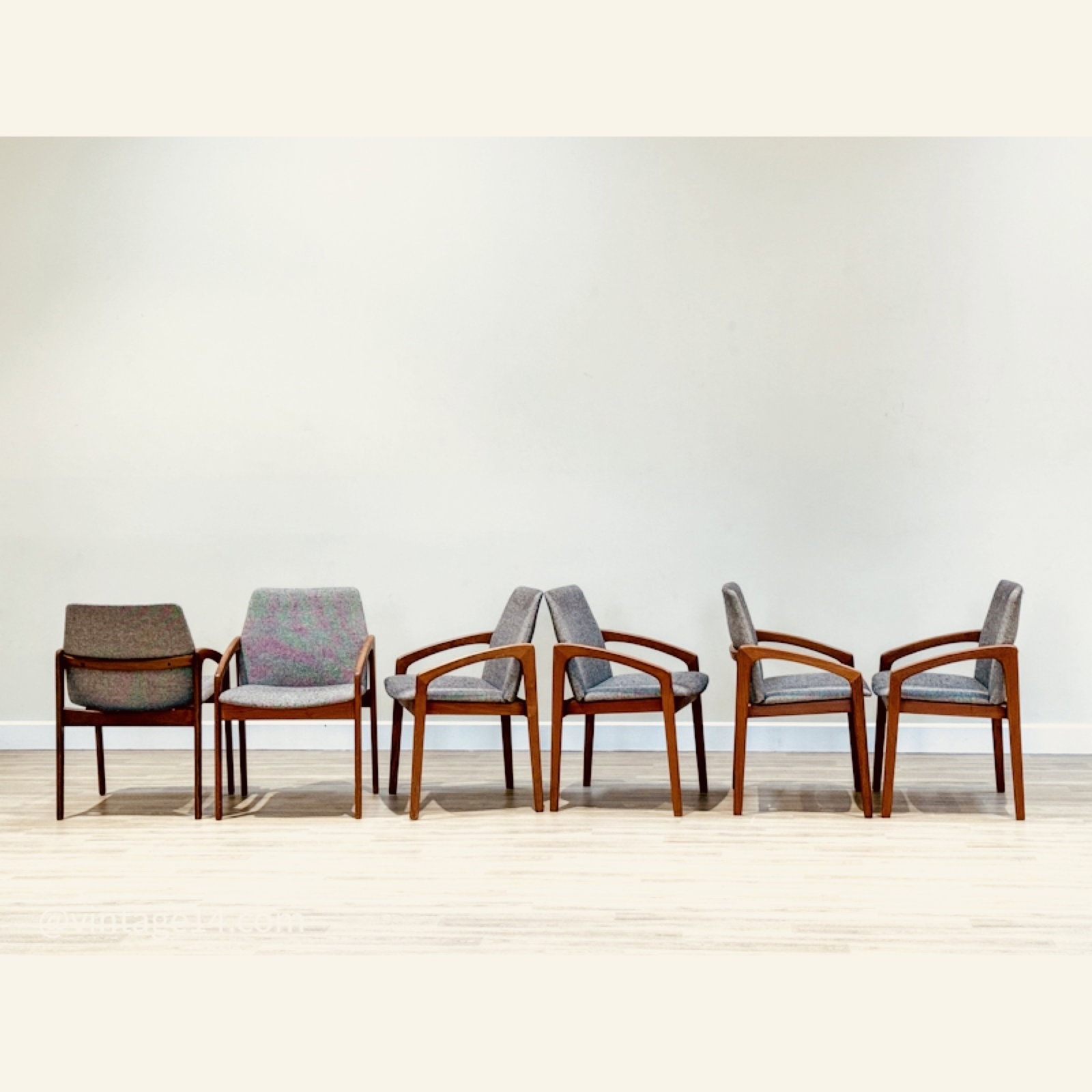 Set Of Danish Dining Chairs By Henning Kjaernulf For Korup Stolfabric Model 23.