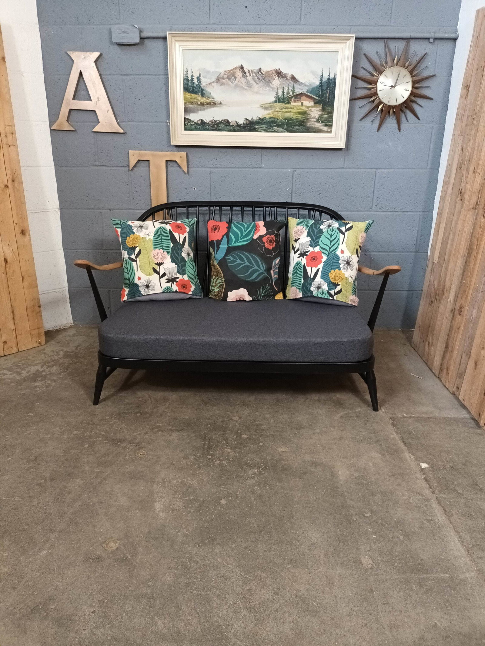 Ercol 203/2 Sofa   Black Finish   Fully Refurbished