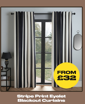 Stripe Print Eyelet Blackout Curtains