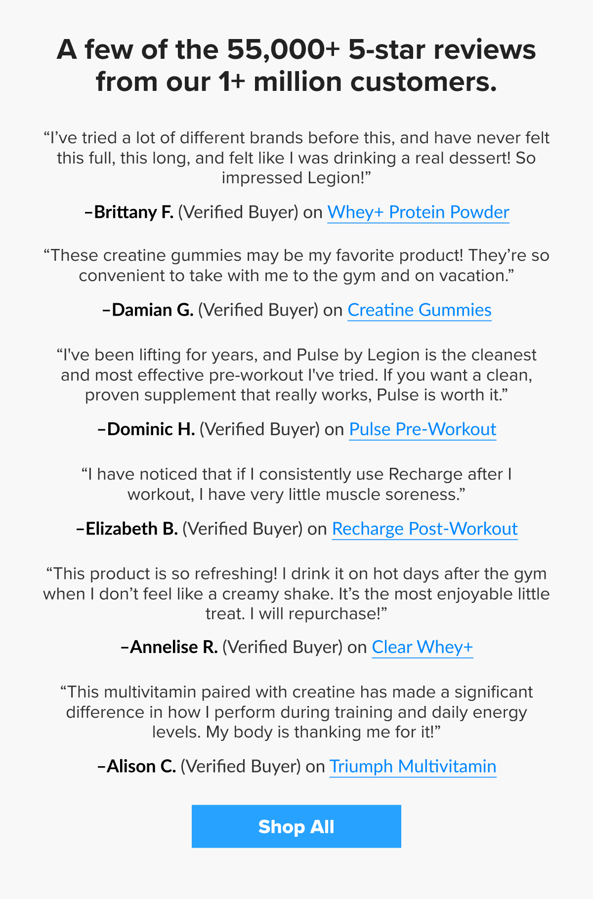 A few of the 55,000+ 5-star reviews from our 1+ million customers.