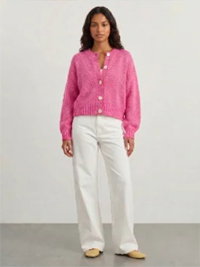JAG Lily Fluffy Cardigan in Peony