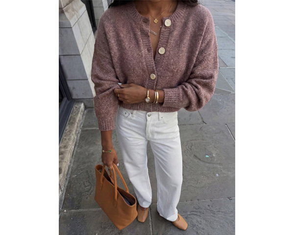 JAG Lily Knit Cardi in Burnt Henna
