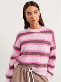 JAG Lily Fluffy Crew Neck in Pink Multi