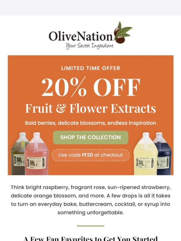 Final Chance: 20% Off Fruit & Flower Extracts!