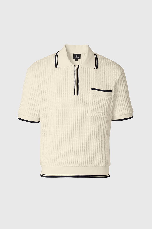 ESTABAN Crochet Knit Quarter-Zip Polo Shirt for Men