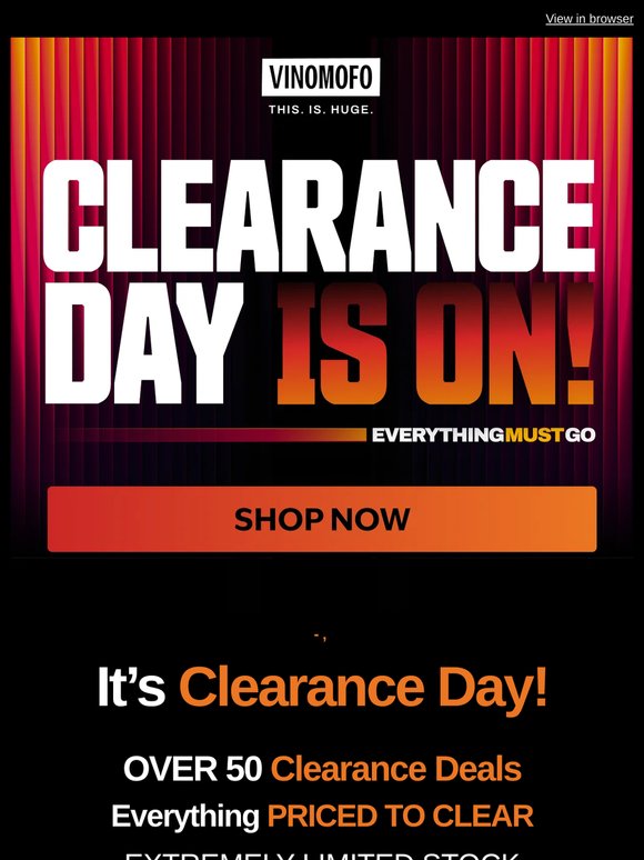 —! CLEARANCE DAY Starts NOW! 🎉