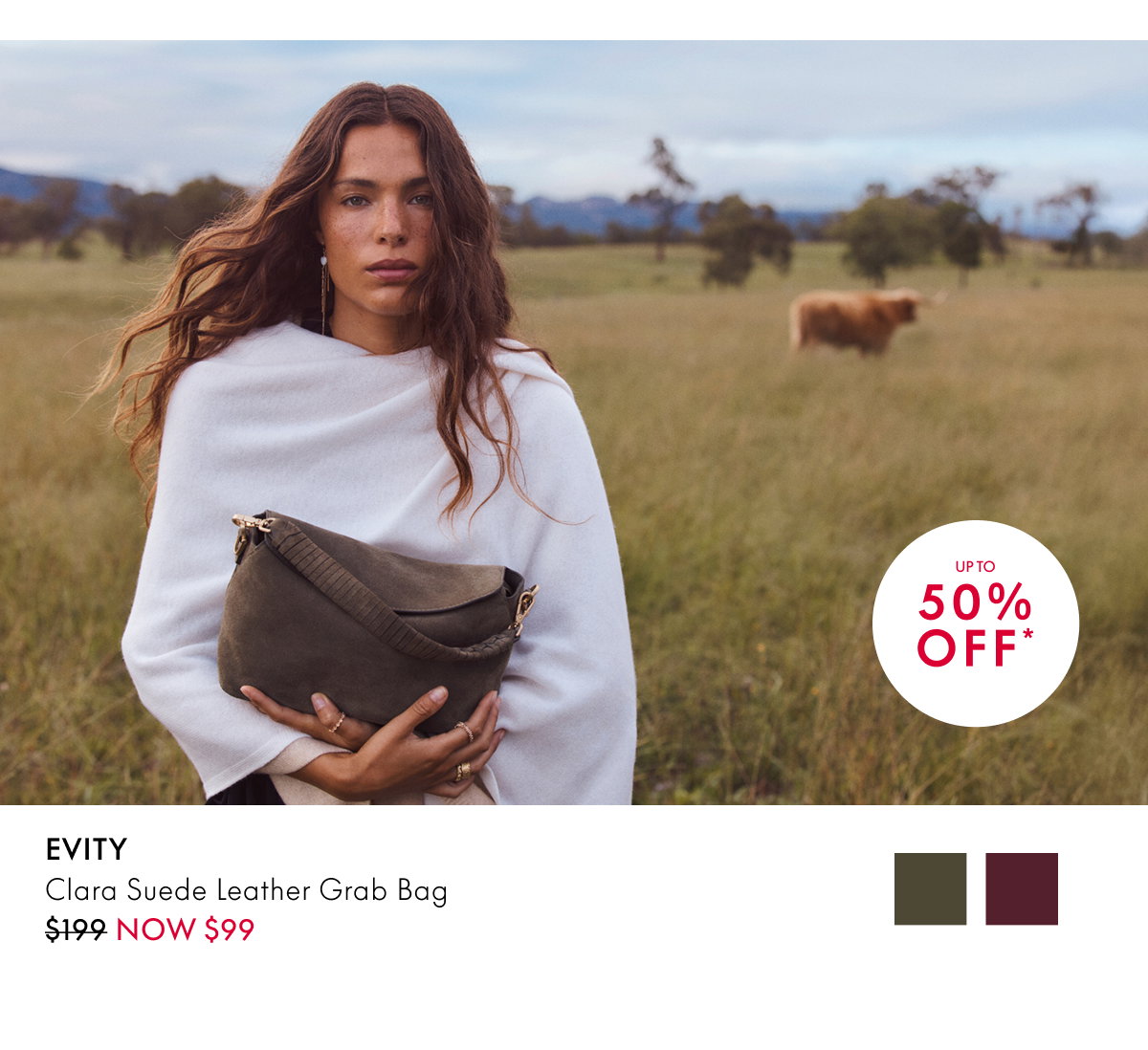 EVITY Clara Suede Leather Grab Bag