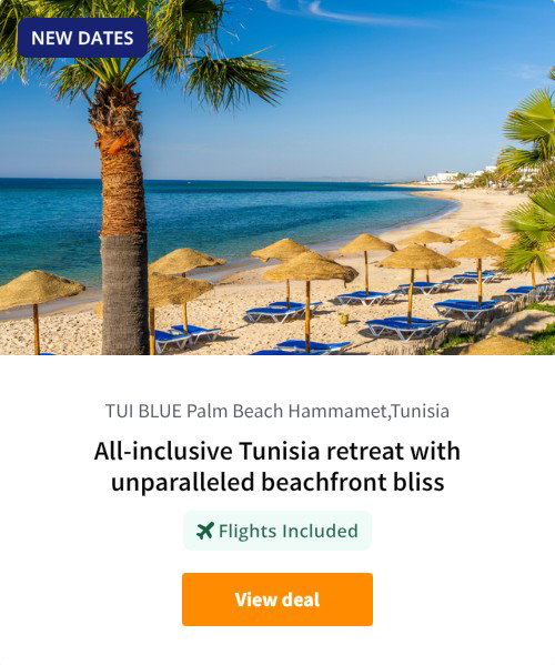 All-inclusive Tunisia retreat with unparalleled beachfront bliss