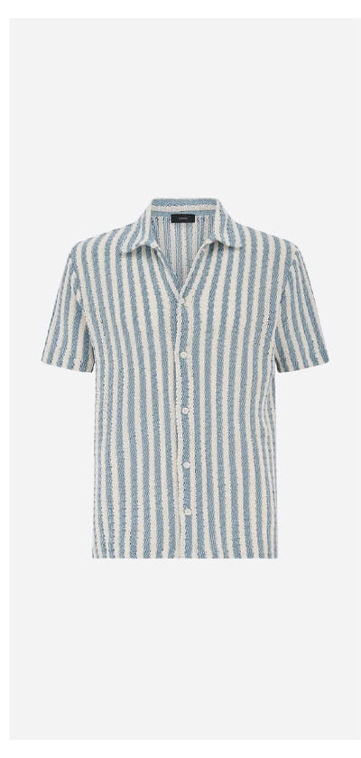 Seersucker Striped Shirt In Rainwater