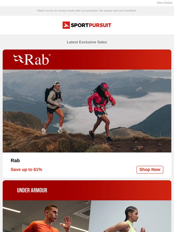 Shop Up to 74% Off: Rab | Under Armour | Big Golf Brands | Hydro Flask - Price Drop | Chatham