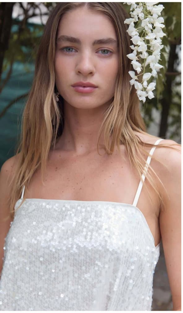 White Sequin Camisole Top
