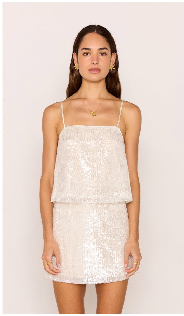 White Sequin Mini Skirt