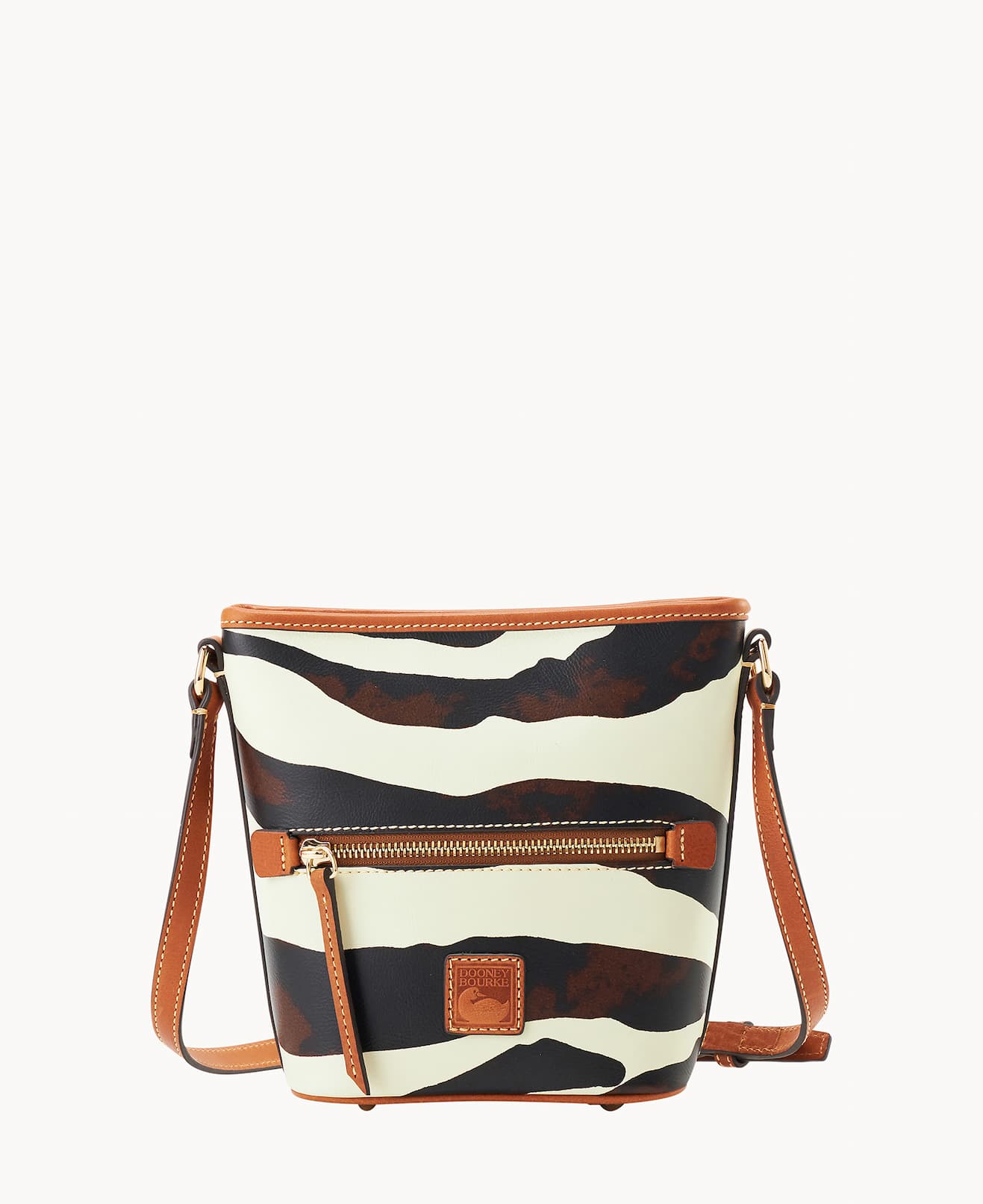 Zebra Leather Small Zip Sac