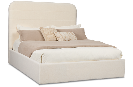 Lyndie Beige Upholstered Platform Bed