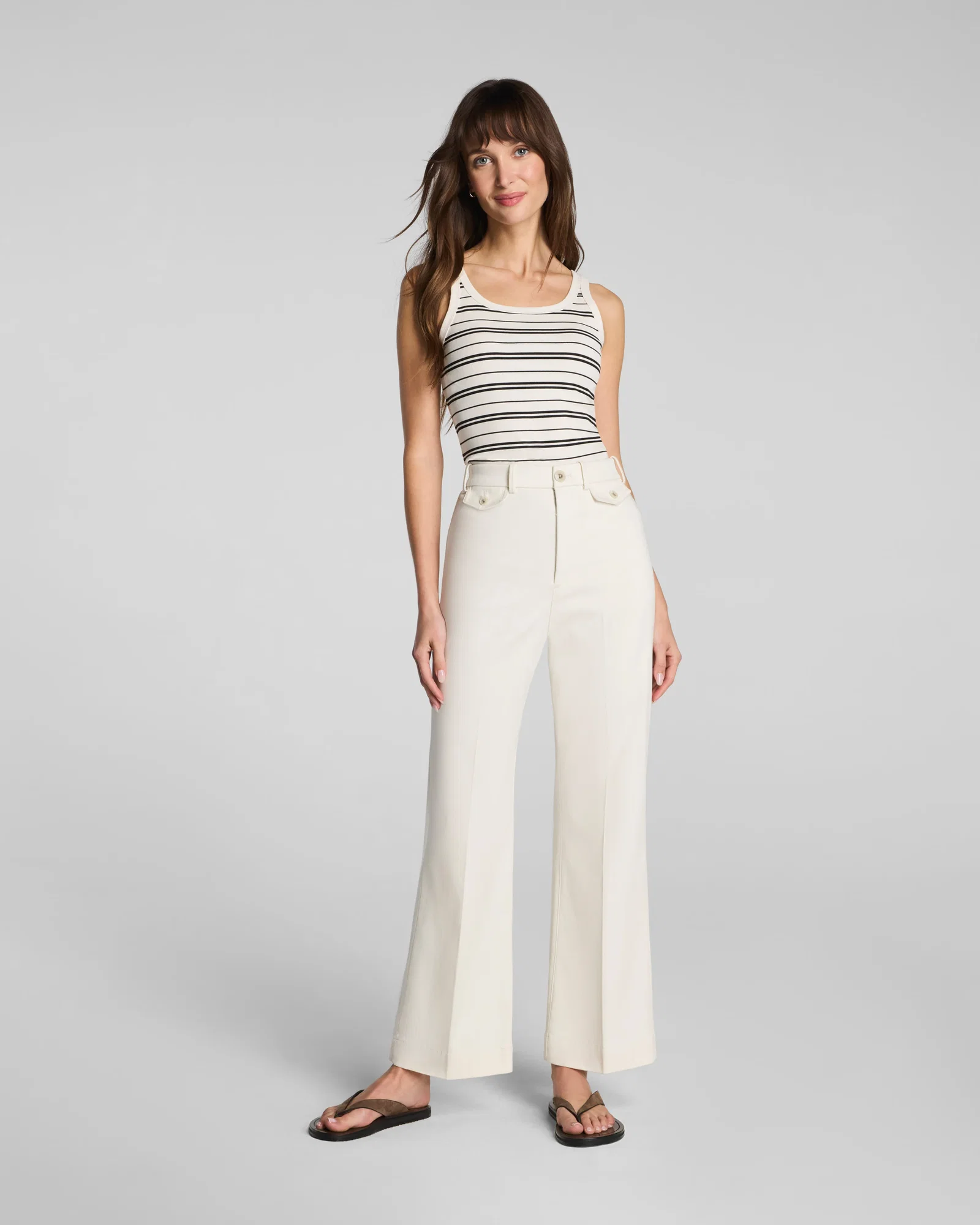 Image of Spanx Women's SPANXsupersmooth® Stretch Twill Cropped Easy Flare Pants in Ivory