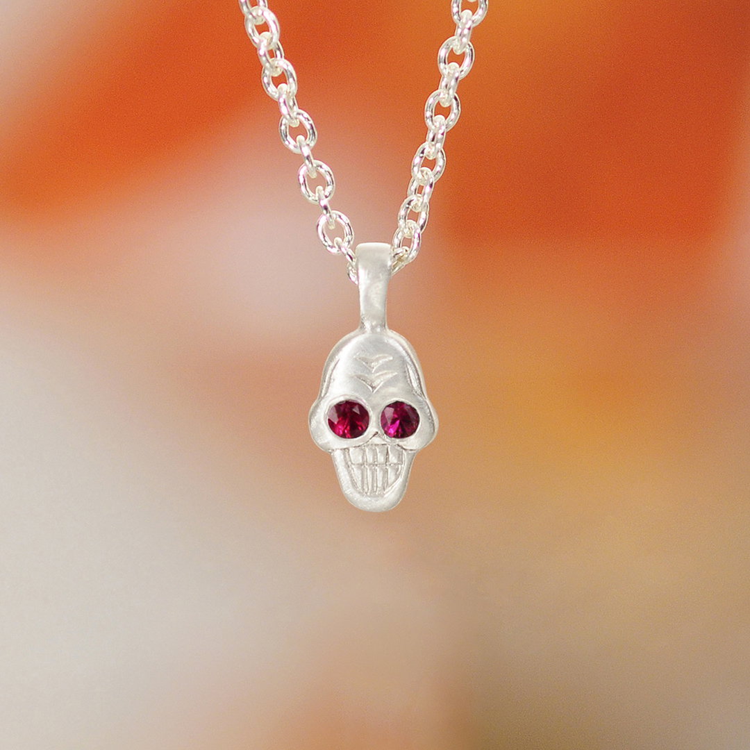 SS Skull Pendant with Ruby Eyes
