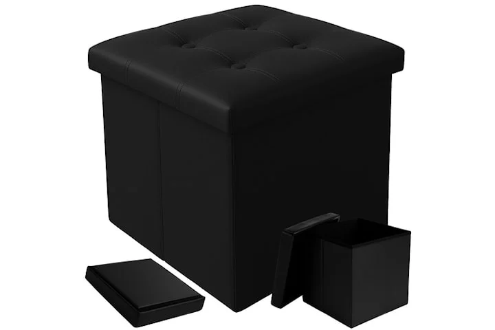 Sittepuff med oppbevaring og fotskammel 38 cm