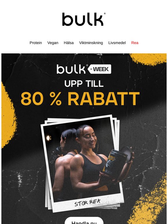 Få upp till 80% rabatt denna Bulk Week