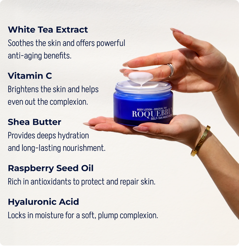 Enriched with skincare ingredients that hydrate, soften and support smooth-looking skin while your tan gradually develops.
