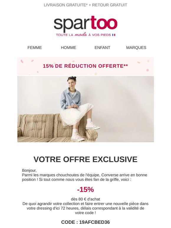 ☝ 15% de réduction sur la marque Converse : permis de craquer !
