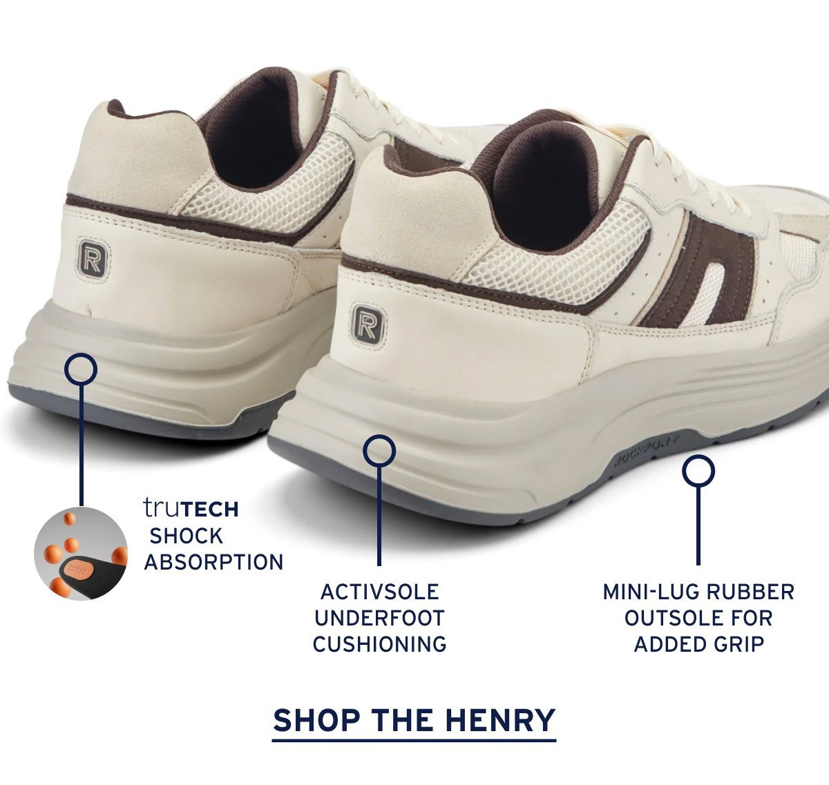 shock absorption activSOLE underfoot cushioning Mini-lug rubber outsole for added grip Shop the henry