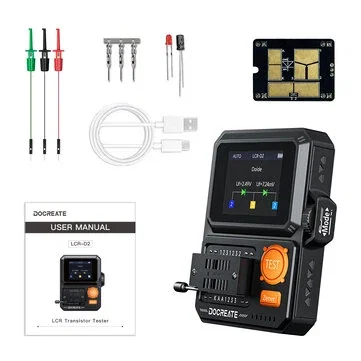 DOCREATE LCR-D2 Transistor Tester Digital LCR ESR Meter SMD Component Analyzer with IR Decoder for Diode Capacitor Inductor Resistor MOSFET IGBT