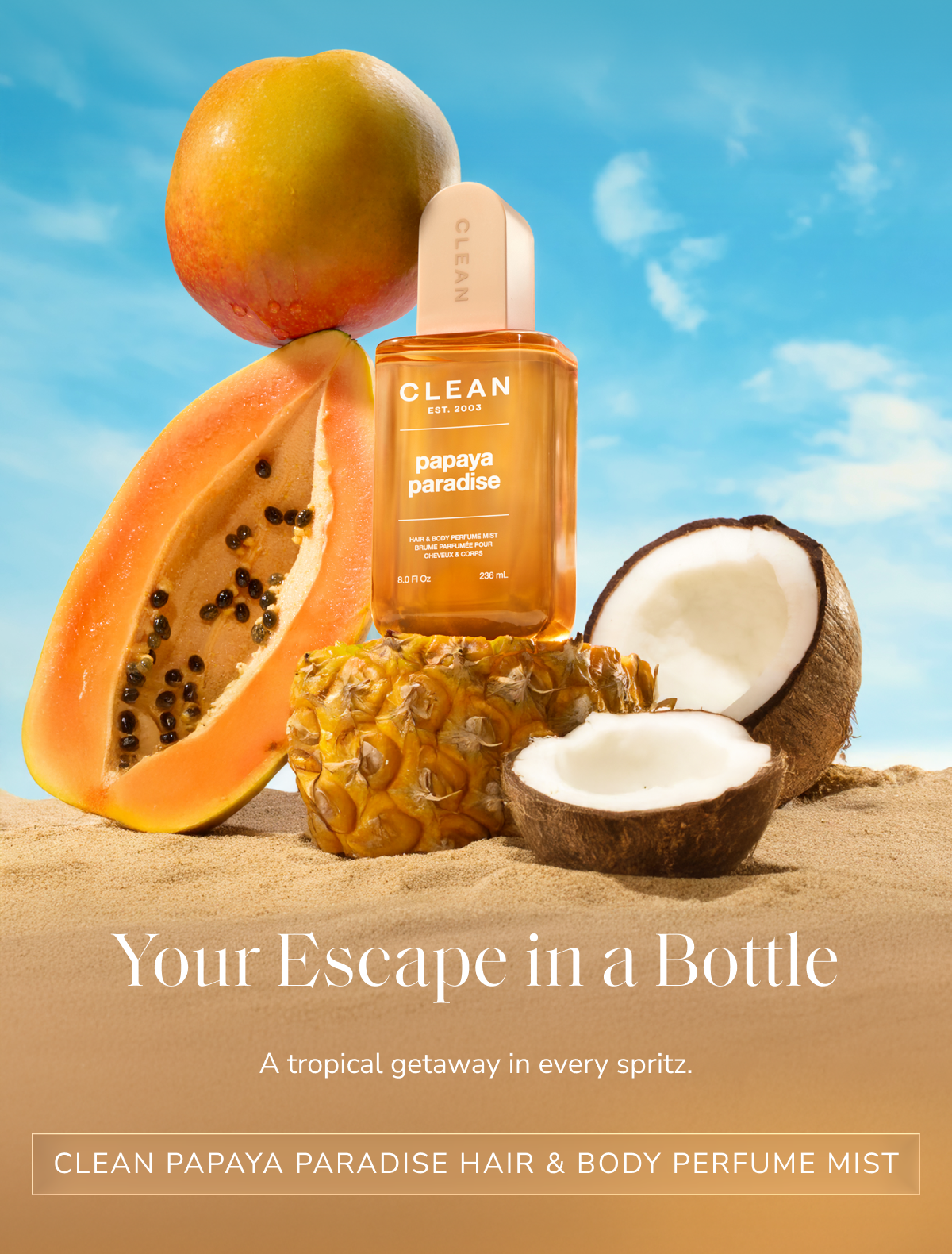 Your Escape in a Bottle [ CLEAN Papaya Paradise Hair & Body Perfume Mist ]