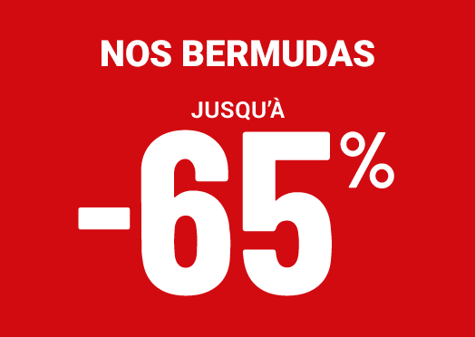 Nos Bermudas jusqu’à moins 65 pour cent