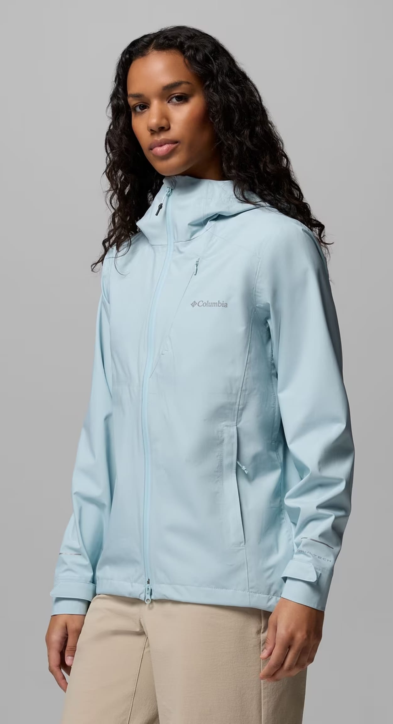 Woman in a Columbia jacket. 