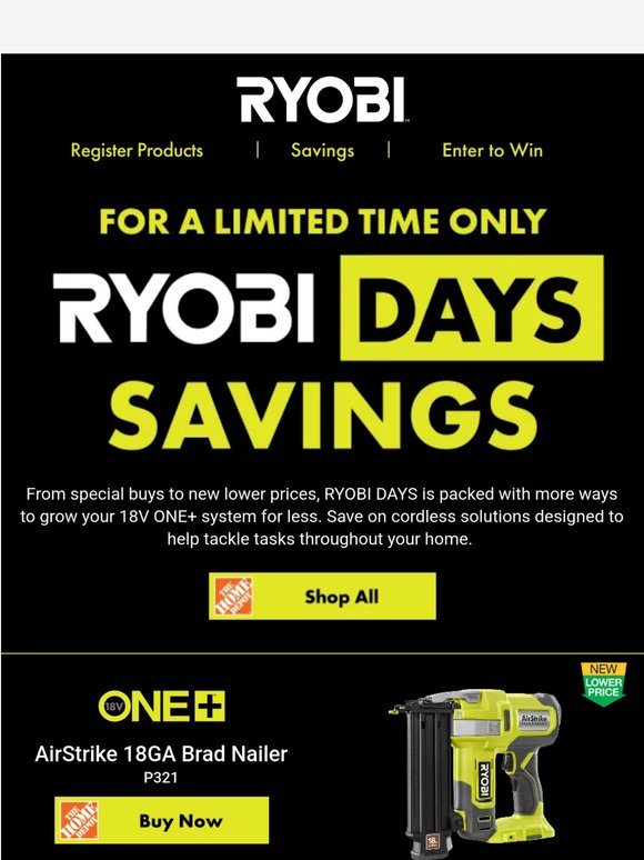 More RYOBI DAYS Savings